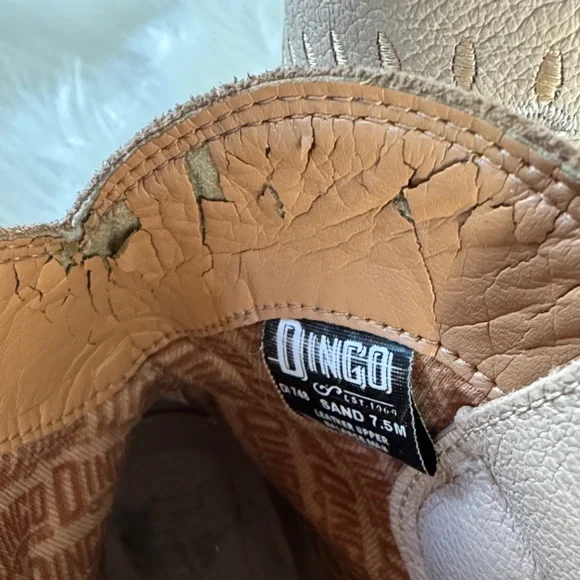 Dingo Floral Embroidered Cream Heeled Boots Sand AS IS size 7.5 - Picture 7 of 16